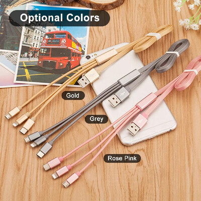 

3in1 USB Charging Cable for iPhone X876s5s for Samsung Huawei for Type-C Micro USB Charging Cable For iPad 1m Charging Cable