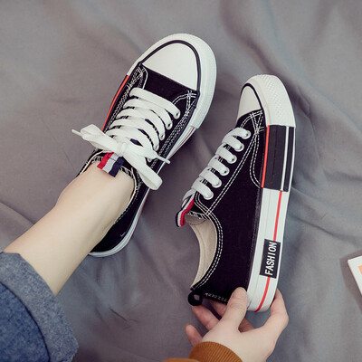 

Summer 2019 new canvas womens shoes Korean version with black cloth shoes girls fashion shoes
