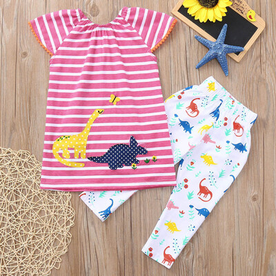 

Infant Baby Girls Animal Print Cartoon Striped DressPants Outfits Clothes