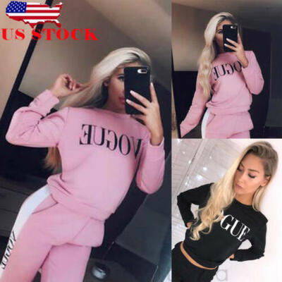 

US Womens VOGUE Print Hoody Sweatshirt Slouch Pullover Sweater Jumper Tops