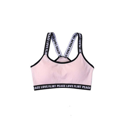

Knitted Thread Letter Printing Wide Shoulder Sports Bra