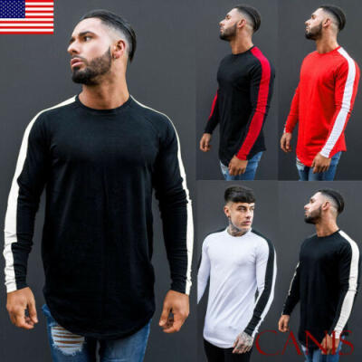 

Fashion Men Slim Fit O Neck Long Sleeve Muscle Tee T-shirt Casual Tops Blouse US