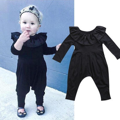 

Newborn Infant Baby Girls Ruffle Collar Long Sleeve Romper Pants Clothes Outfits