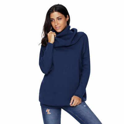 

High-neck long-sleeved pullover casual comfort warm knit sweater