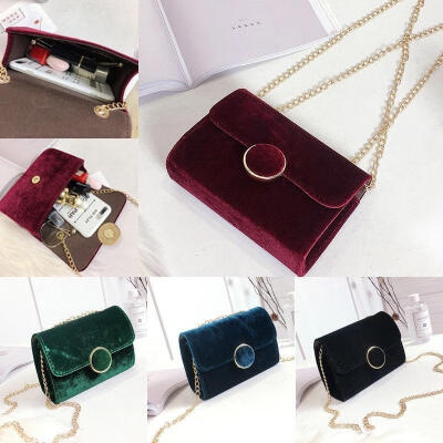 

Women Retro Velvet Shoulder Bag Messenger Cross Body Bags Handbag Gold Chain