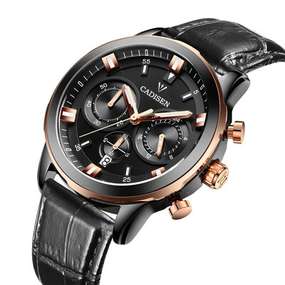 

CADISEN three-dimensional three-eye multi-function quartz watch waterproof steel belt watch C90116171