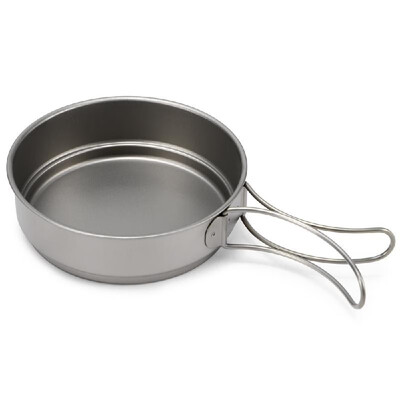 

350ml 500ml Ultralight Titanium Fry Pan Bacteriostatic Pan Outdoor Portable Cookware Foldable Handle