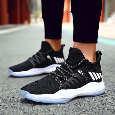 

Basketball Shoes Mens Summer Ventilated High-top Board Shoes Mens Korean Fashion Joker Student Leisure Flying Mesh Sports Shoes