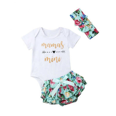 

Summer Toddler Baby Girl Tops Romper Floral Tutu Shorts 3Pcs Set Clothes