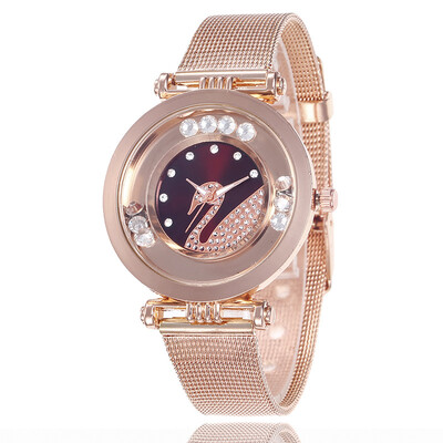 

Mesh belt fashion ladies watch wholesale simple diamond sand swan student popular watch