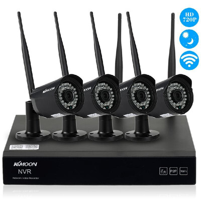 

Romacci KKmoon 4 Channel HD 720P Wireless WiFi NVR Network Video Recorder 4pcs 720P WiFi IP Camera Support Onvif IR Night Vision