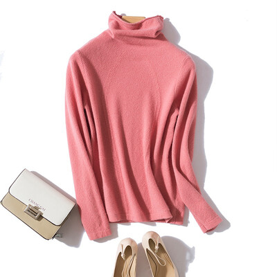 

QIANMUCHUN female pile collar pure cashmere bottoming shirt 6015