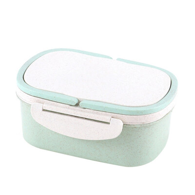 

Double-layer Separate Bento Box Wheat Straw Food Storage Container With Handle