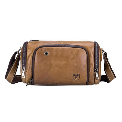 

BULLCAPTAIN Weekend Duffle Bags Men Sport Big Shoulder Genuine Leather Bags