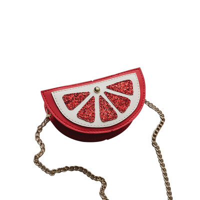 

Girls Kids Children Handbag High Quality Women Sweet Cute Orange Pattern With Sequins Cross-body PU Shoulder Messenger
