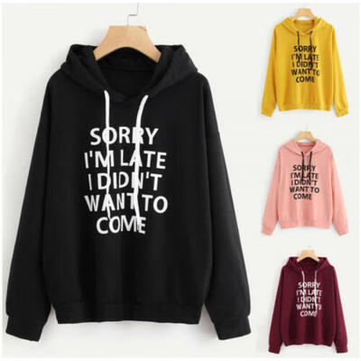 

Ladies Womens Hoodie Sweatshirt Letter Print Long Sleeve Pullover Jumper Tops