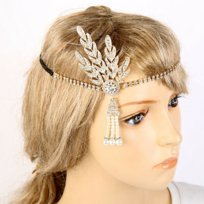 

New Great Gatsby Headband Hat 1920s Hair Cap Silver Ivory Daisy Vintage Flapper