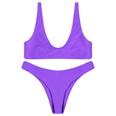 

Women Solid Color Bikini Set Swimsuit Swimwear Bathing Swimming Suit