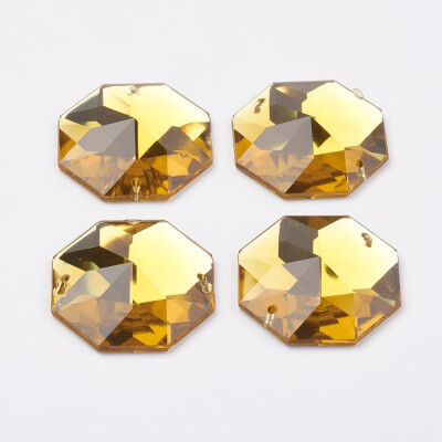 

Sew on Rhinestone Taiwan Acrylic Rhinestone Two Holes Garments Accessories Faceted Octagon Yellow 30x28x7mm Hole 1mm