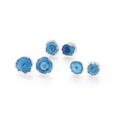 

Natural Dyed Quartz Stud Earrings with Stainless Steel Findings Flat Round Silver DodgerBlue 1422x1422x56mm Pin 07mm