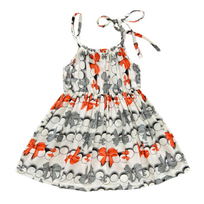 

Summer Cute Baby Girls Casual Baby dresse kids Lovely Lace-up Bow Printed Dress Kids Sling Sleeveless Dress For 0-36 Months