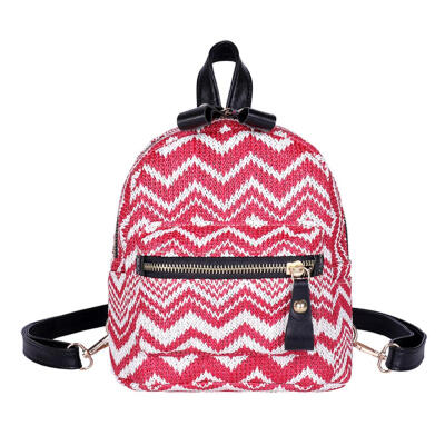 

Ethnic Weaving Travel Backpacks Women School Bags Knitting Small Knapsack