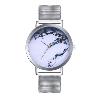 

Stainless steel Womens Clock Ladies Fashion Simple Stylish Marble Mirror Dial Watches Men Women Analog Casual Wrist Watch &Ff