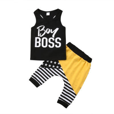 

Stripes Newborn Kids Baby Boy Vest Tops Harem Pants Leggings Outfit Clothes