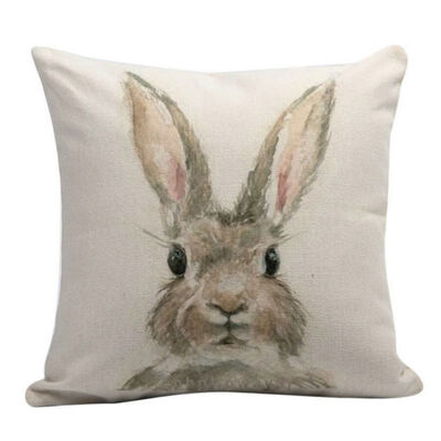

Easter Flax Square Pillow Cover not including pillow with Invisible Zipper Printed Rabbits One-sided Patterns 80g 45x45cm1