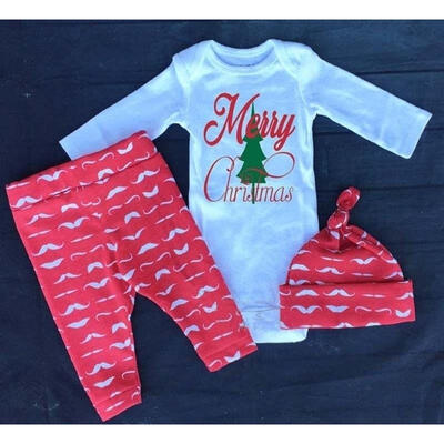 

Christmas Infant Baby Boy Girl Outfits Clothes Romper Pants Leggings 3PCS Set