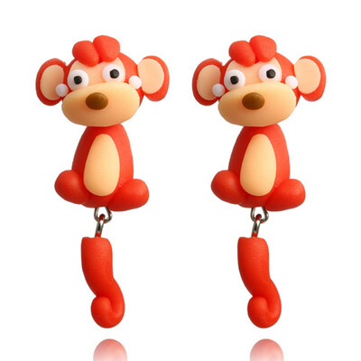 

Fashion Cute Soft Ceramic Material Cartoon Animal Stud Earrings Jewelry Gift Earrings For Ladies Girls