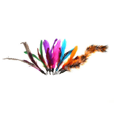 

5pcs Colorful Feather Toys Replacement Heads for Pet Cat Interactive Stick