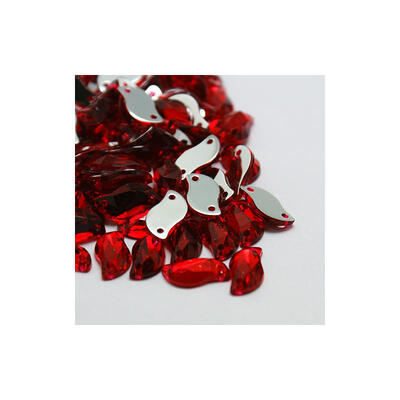 

Sew on Rhinestone Taiwan Acrylic Rhinestone Two Holes Garment Accessories Faceted Wave Red 20x10x5mm Hole 1mm