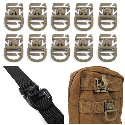

10 Pieces Tactical Gear Strap Clip for Molle Backpack Webbing Attachments D Ring Hook Tactical Vest Belt