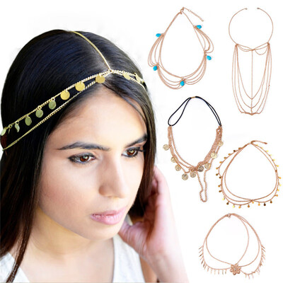 

PH PANDAHALL 5 Pack Metal Head Chain Hair Jewelry Accessories Wedding Head Chain Headpieces for Women
