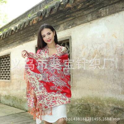 

New ethnic style scarf cotton bohemian scarf shawl female five golden flower jacquard Lijiang shawl wholesale