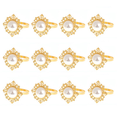 

12pcs gold pearl napkin ring dinner decorationWhite pearl