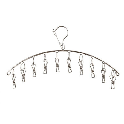 

Clothes Hanger 10 Clips Stainless Steel Clothespins Clothes Drying Rack Clothes Hanger for Hanging Socks Baby Clothes Cloth Diaper