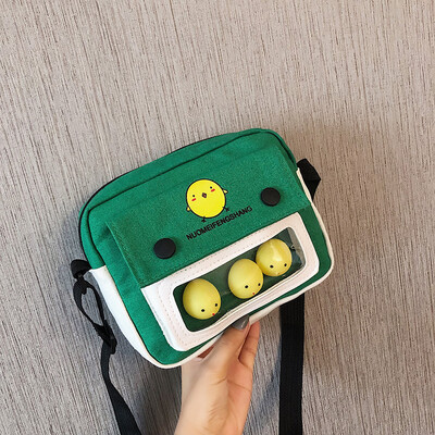 

2019 new chic versatile contrast color shoulder bag cute cute little yellow chicken canvas bag fashion casual Messenger bag