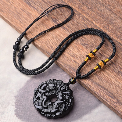

Obsidian Mens Necklace Trend Personality Couple Pendant