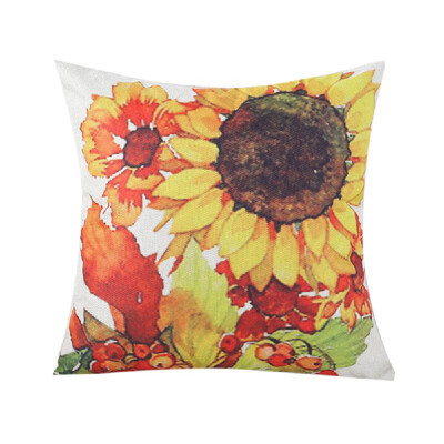 

Sunflower Printed Pillow Case Linen Cushion Cover Flower Pattern Square Pillowcase Home Office Safa Car Decoration 450 450mm