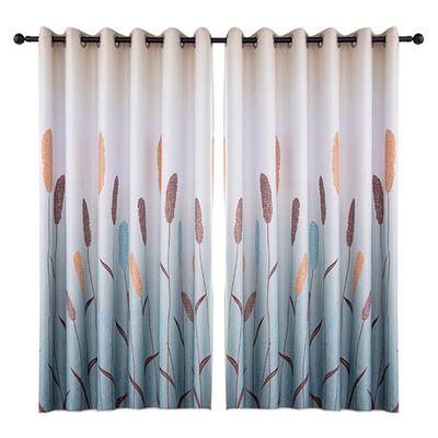 

Reed Printing Polyester Window Blinds Drapes Living Room Blackout Curtains