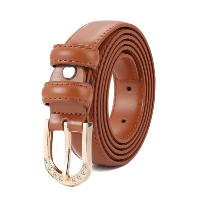 

Lady cowhide car stitching slender waist with womens leather rhinestone needle buckle belt fashion candy color decorative Belt