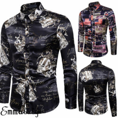 

Mens Fashion Luxury Casual Slim Fit Stylish Dress Shirts Long Sleeve Shirt Tops