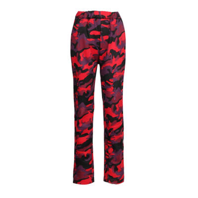 

Women Camouflage Printed Pants Elastic Waist Thickened Loose Straight Pants