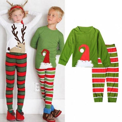 

Xmas Kids Baby Boy Girl Santa Claus Reindeer Sleepwear Nightwear Pajamas Set