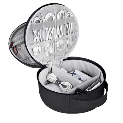

Connotation Round data cable storage bag charger box charging line travel portable digital accessories finishing bag double gray DZDIYD-MYB