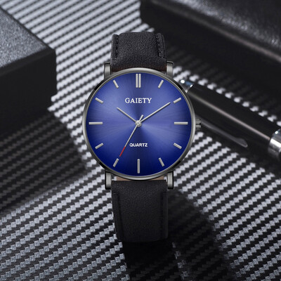 

Gobestart Fashion Simple Casual Mens Watch Business Leather With Strap Mens Watch