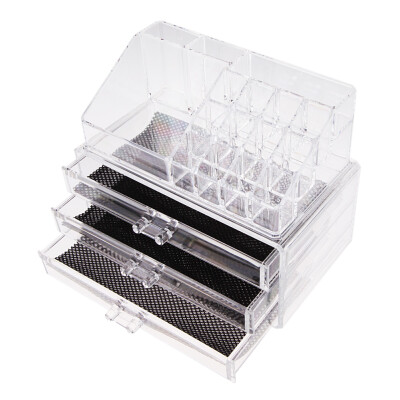 

Makeup Cosmetics Transparent 3 Drawers Storage Box Makeup Organizer