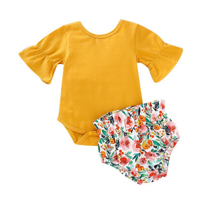 

Baby Girls Clothes Set Summer Short Sleeve Infant Shirts Top RomperFloral Short Pant 2pcs Toddler Baby Clothes Cotton Outfits